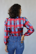 Brooke Plaid Satin Blouse S/M