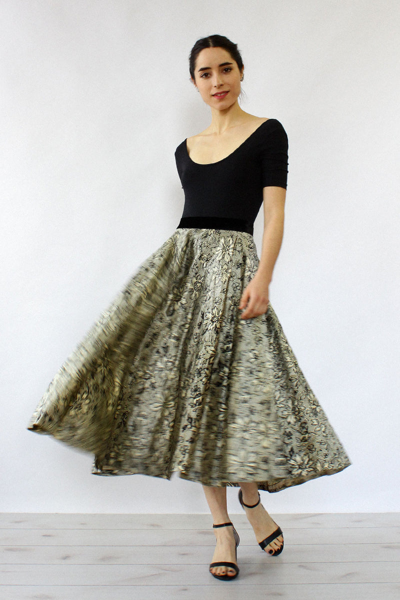 Flocked 50s Circle Skirt M/L