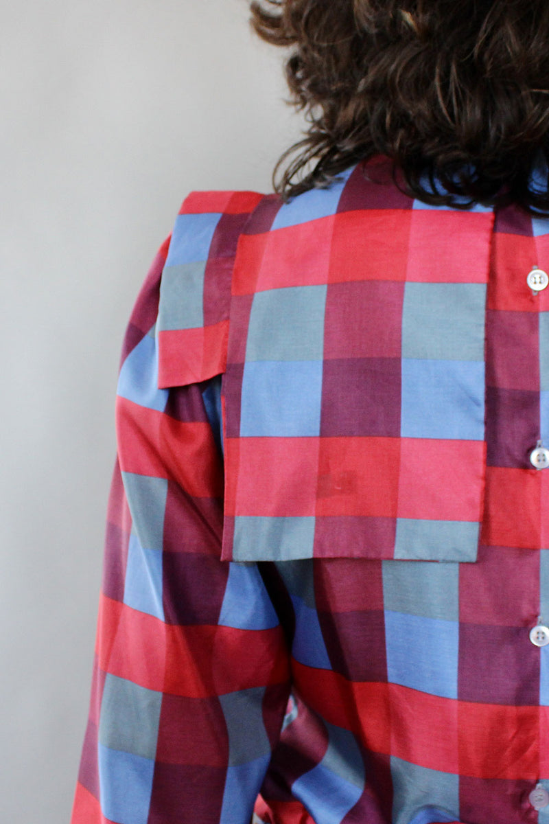 Brooke Plaid Satin Blouse S/M