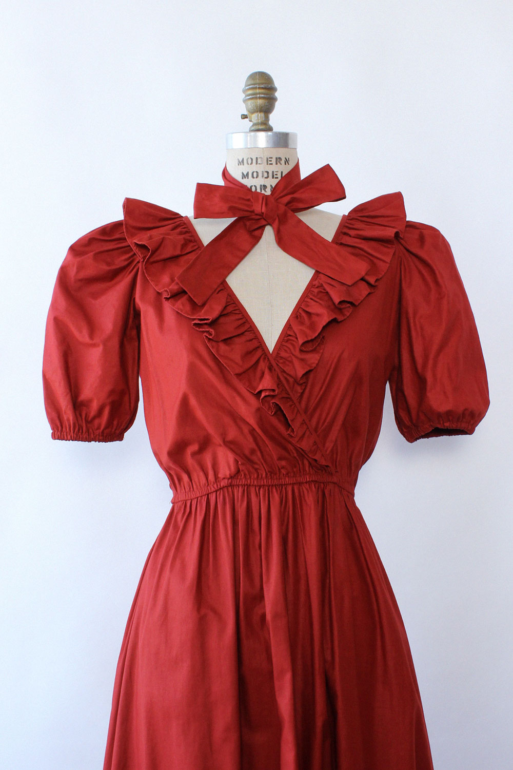 Ruffled Merlot Cotton Dress M/L