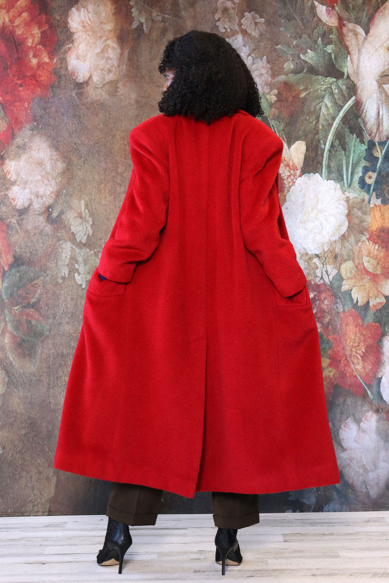 Nipon Red Mohair Maxi Coat M/L