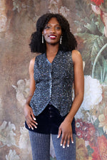 Midnight Blue Beaded Vest M