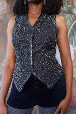 Midnight Blue Beaded Vest M
