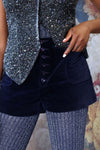 Navy Velvet Hot Pants M
