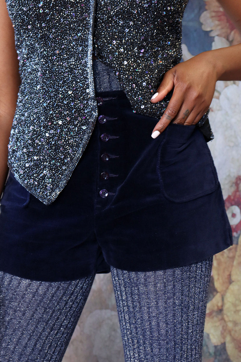 Navy Velvet Hot Pants M