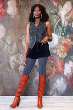 Midnight Blue Beaded Vest M