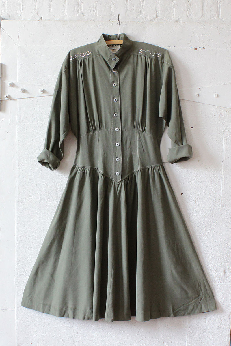 Sage Silk Char Dolly Dress M