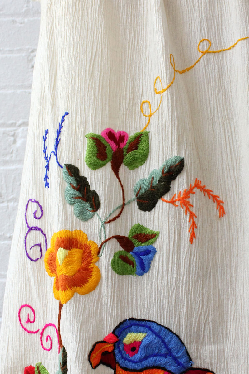 Macaw Rainbow Embroidered Dress XS-M
