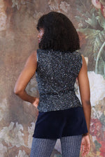 Midnight Blue Beaded Vest M