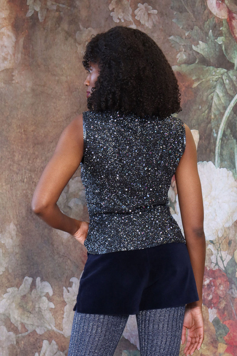Midnight Blue Beaded Vest M
