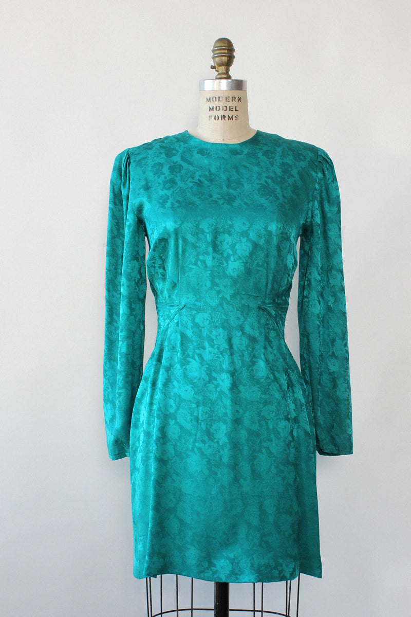 Teal Silk Damask Dress M