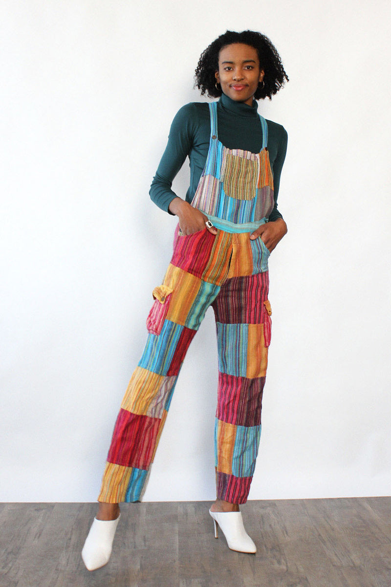 Rainbow Patchwork Cargo Overalls S/M
