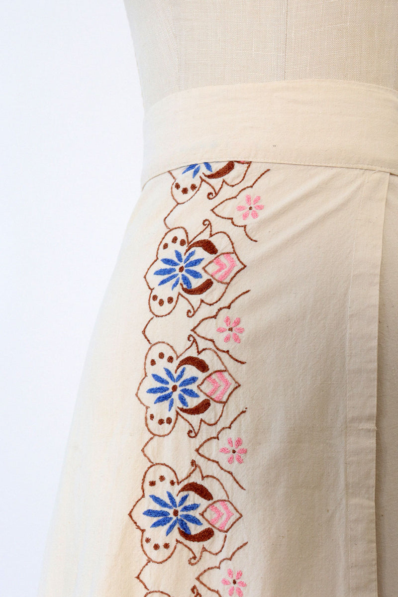Tea Time Embroidered Maxi Wrap Skirt M/L