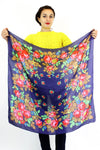 navy rose silk scarf