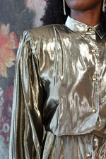 Gold Lamé 80s Blouse M-M/L