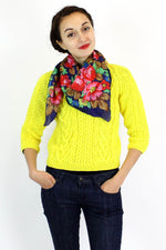 navy rose silk scarf