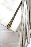 White Leather Fringe Coat M
