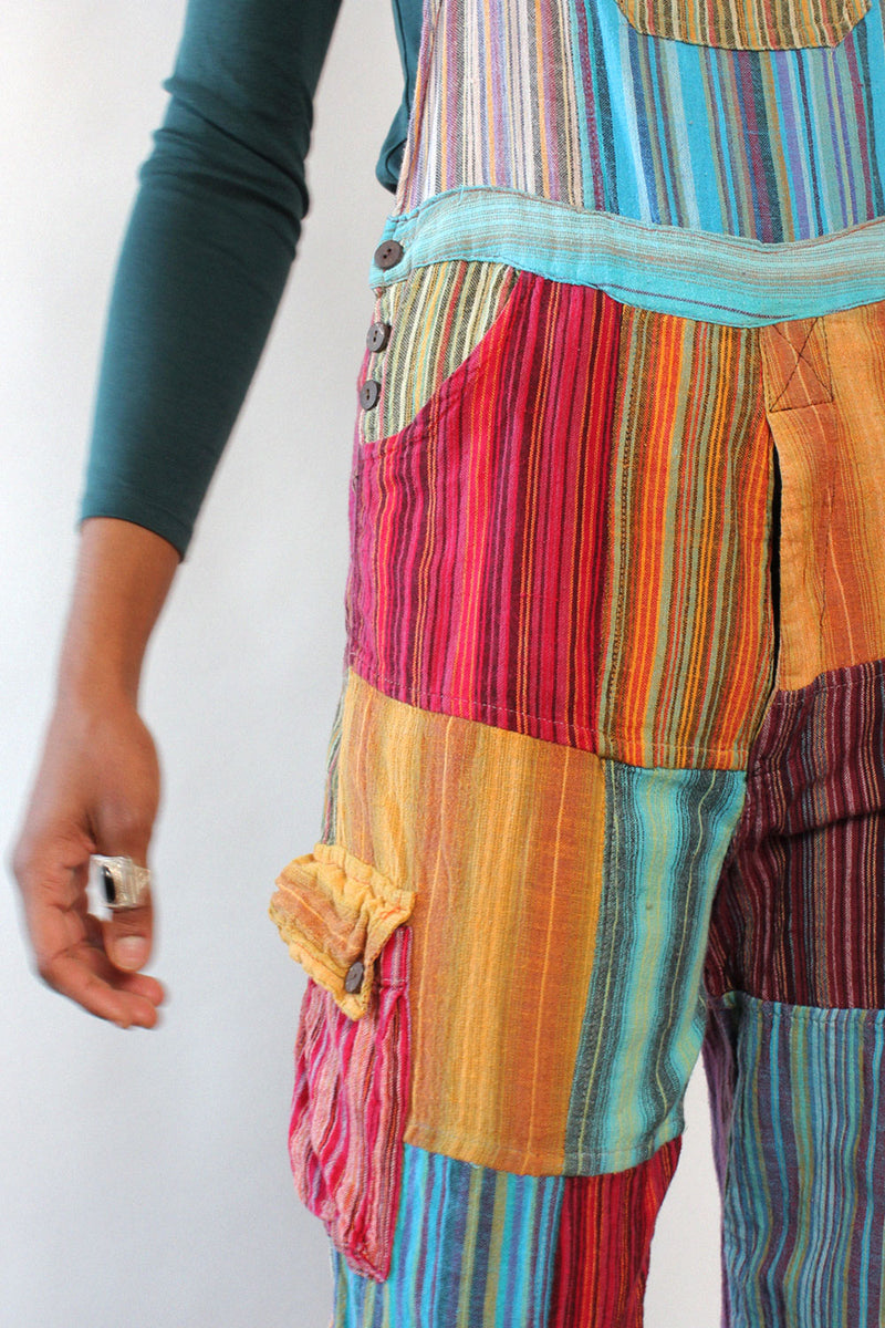 Rainbow Patchwork Cargo Overalls S/M