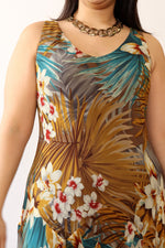 Tropical Silk Bias Cut Dress L/XL