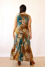 Tropical Silk Bias Cut Dress L/XL