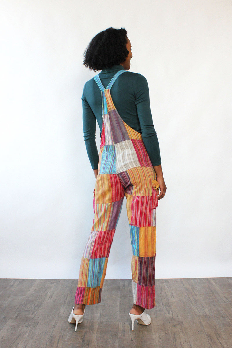 Rainbow Patchwork Cargo Overalls S/M