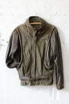 Slouchy Olive Leather Coat M