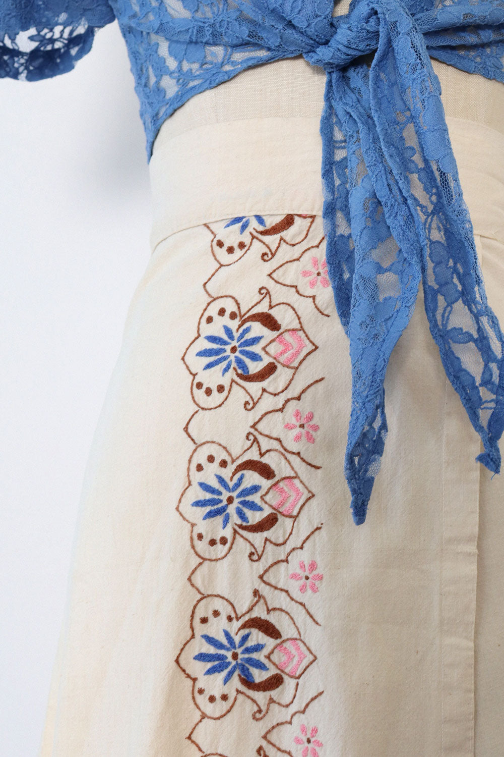 Tea Time Embroidered Maxi Wrap Skirt M/L