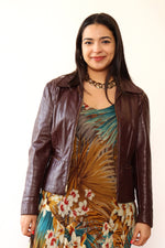 Deep Purple Leather Zip Jacket M