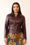 Deep Purple Leather Zip Jacket M
