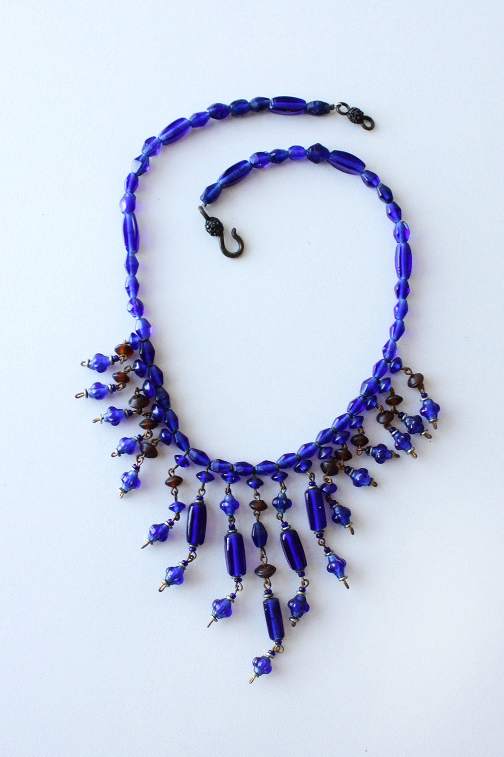 Blue Glass Chandelier Necklace