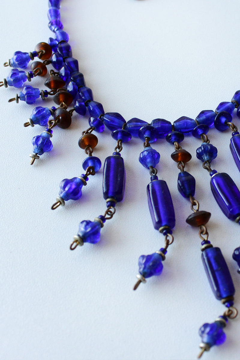 Blue Glass Chandelier Necklace