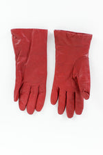 SALE... Cranberry Red Leather Gloves M