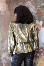 Gold Lamé 80s Blouse M-M/L