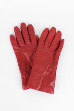 SALE... Cranberry Red Leather Gloves M