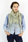 mossy green cotton fringed scarf