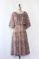 Mauve Floral Caped Dress S/M