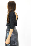 black knit open back 80s shirt