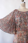 Mauve Floral Caped Dress S/M