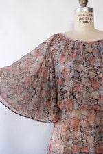 Mauve Floral Caped Dress S/M