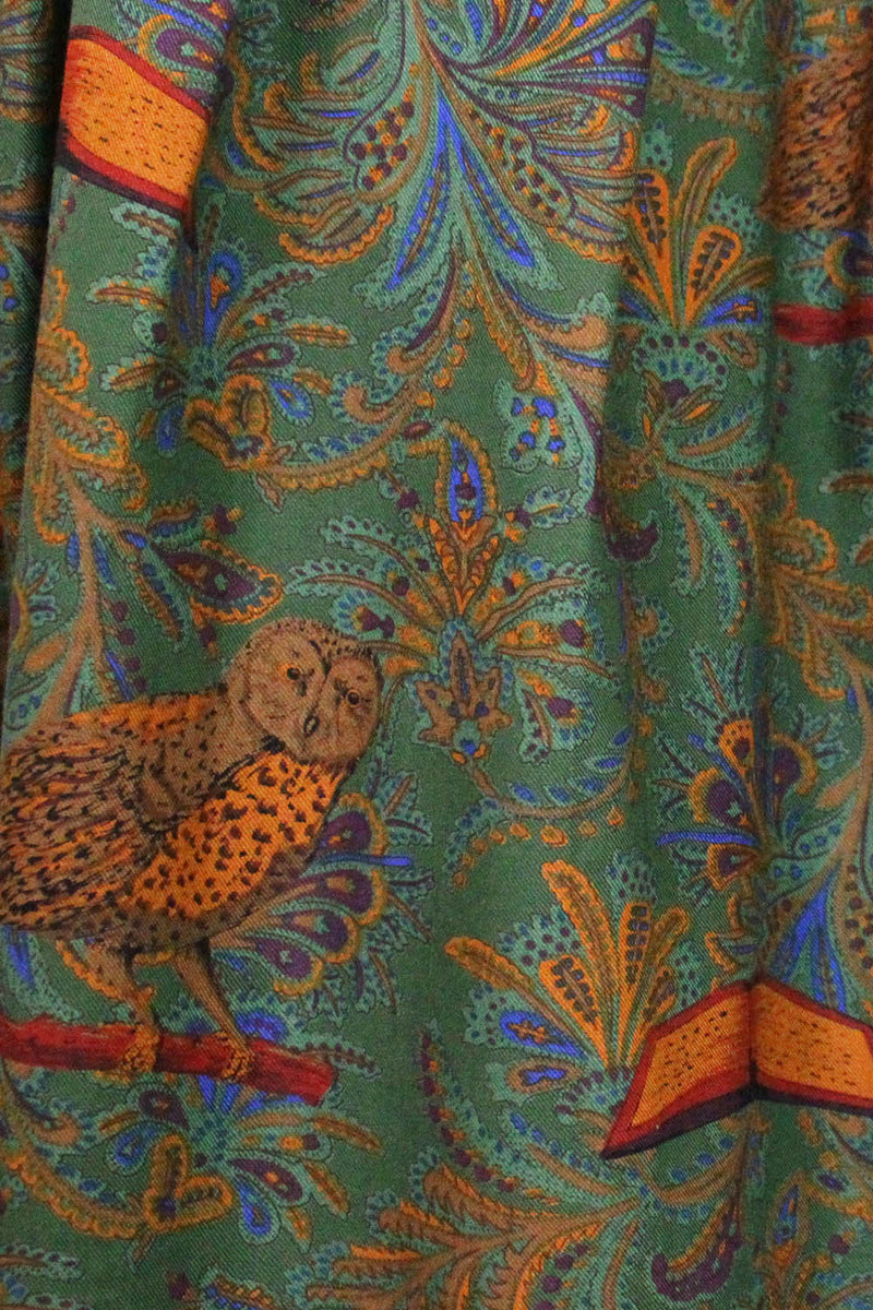 Librarian Owl Print Midi Skirt M