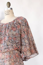 Mauve Floral Caped Dress S/M