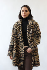 Tiger Stripe Faux Fur Coat M/L