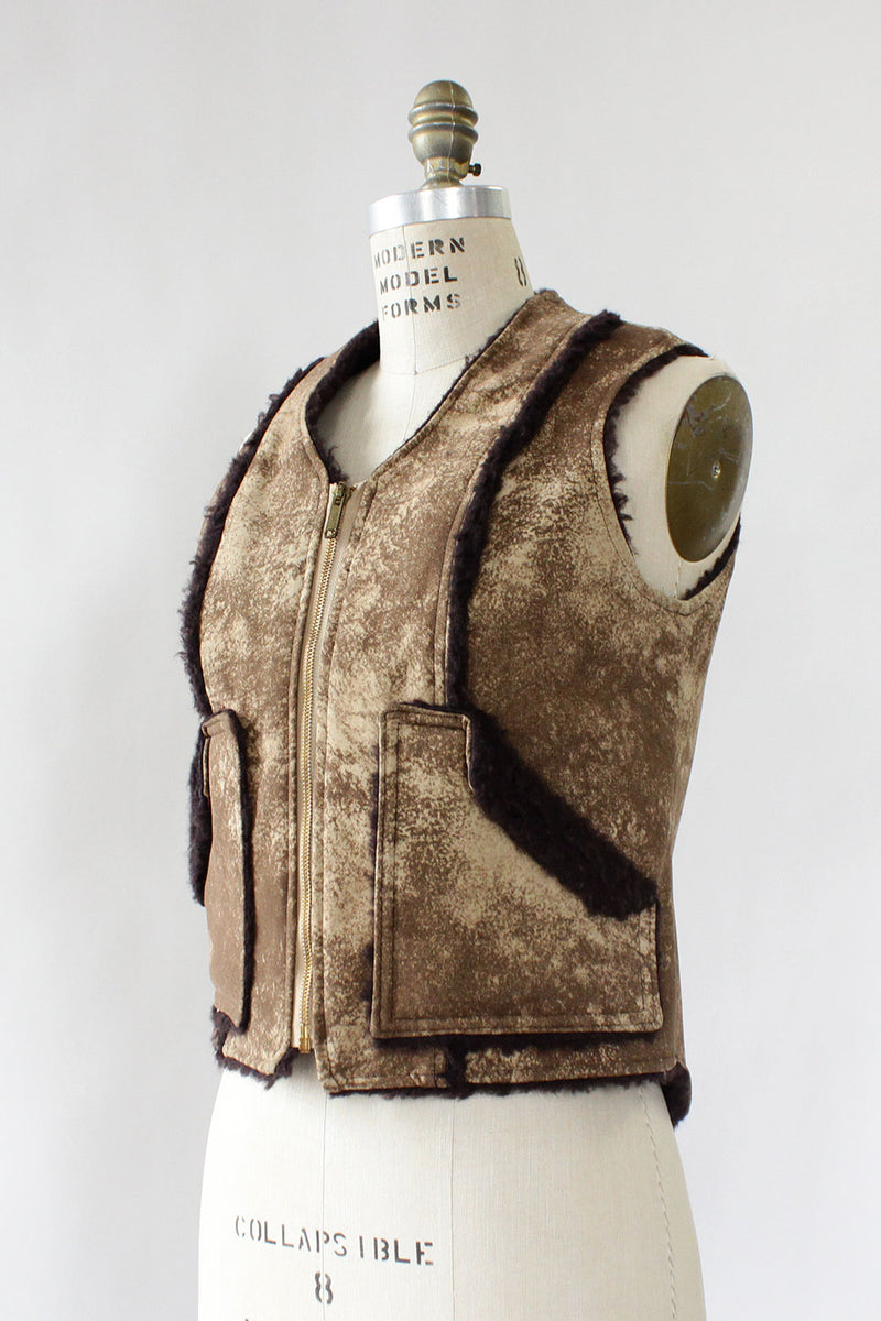 Fitted Faux Shearling Vest S