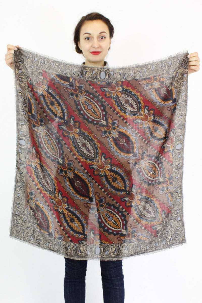 baroque paisley wool scarf | AS IS