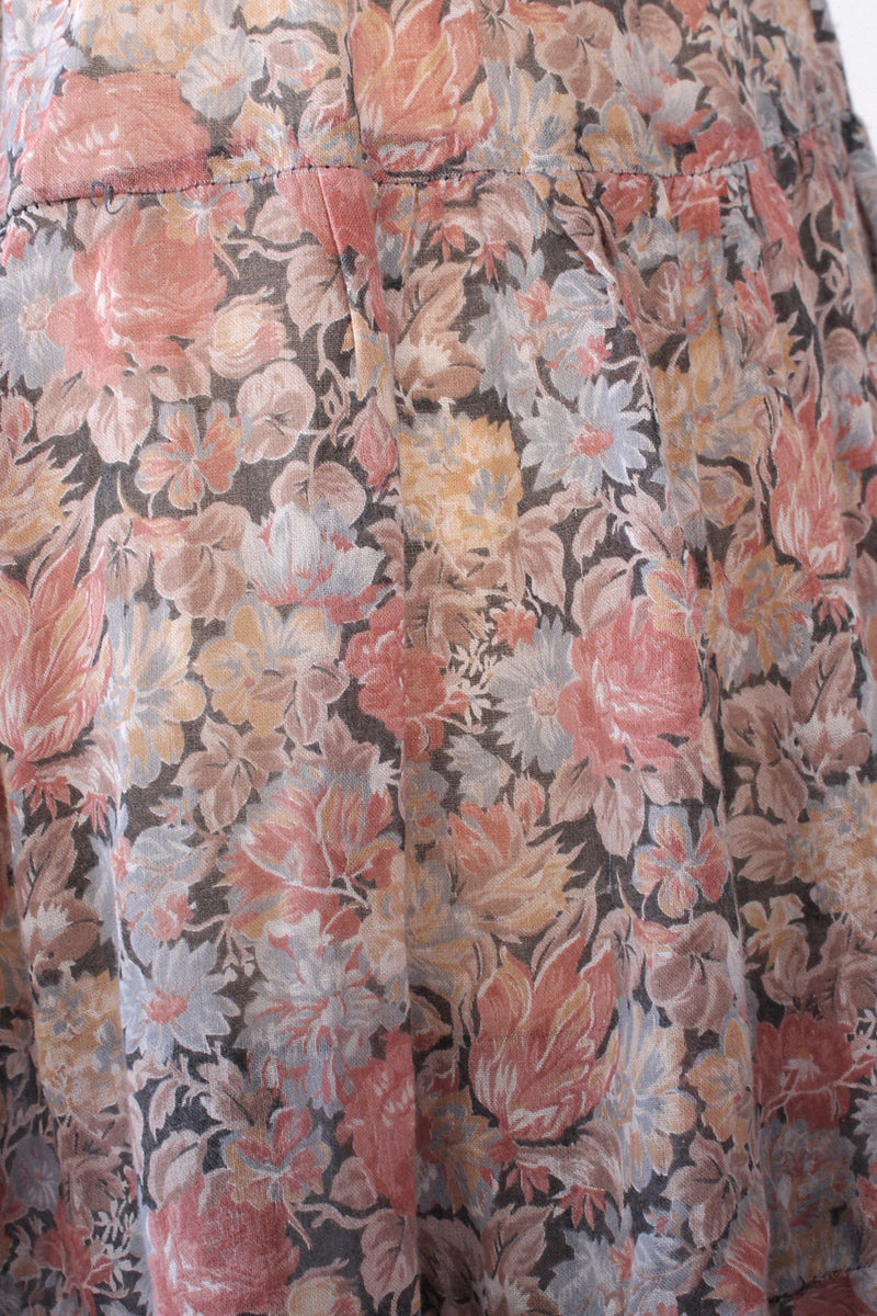 Mauve Floral Caped Dress S/M