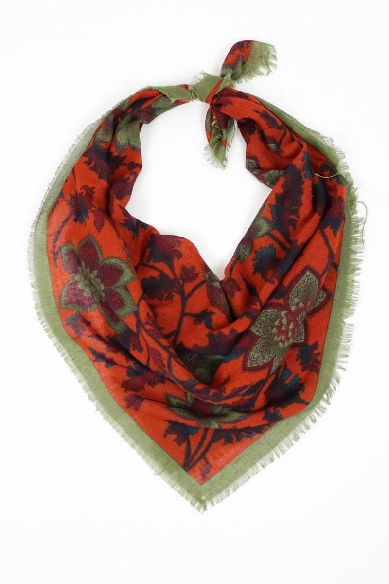 Burnt Orange & Olive Scarf