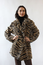 Tiger Stripe Faux Fur Coat M/L