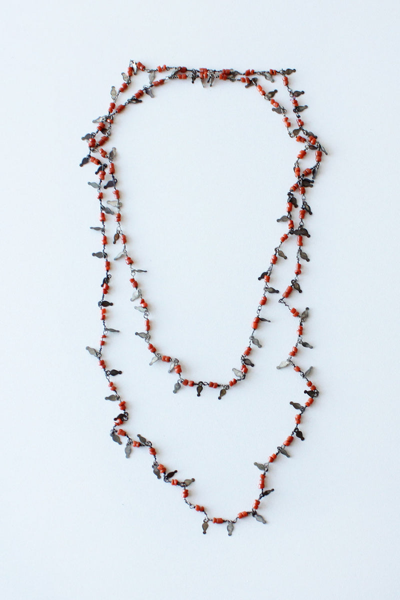 Coral Brass Chip Necklace