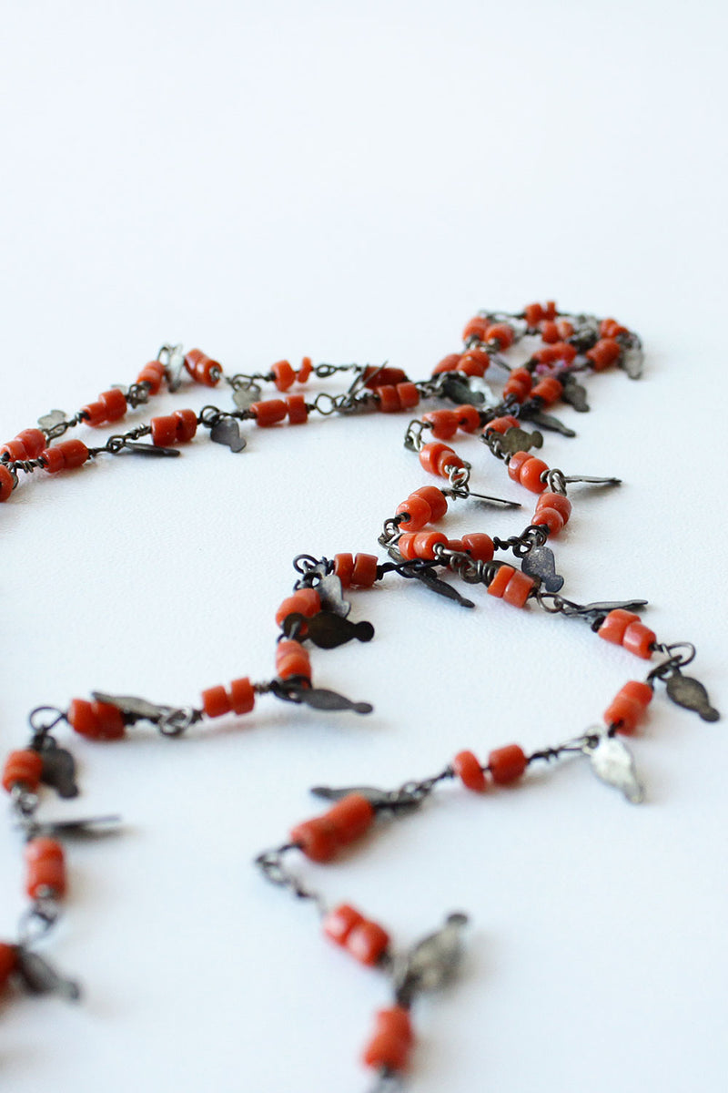 Coral Brass Chip Necklace