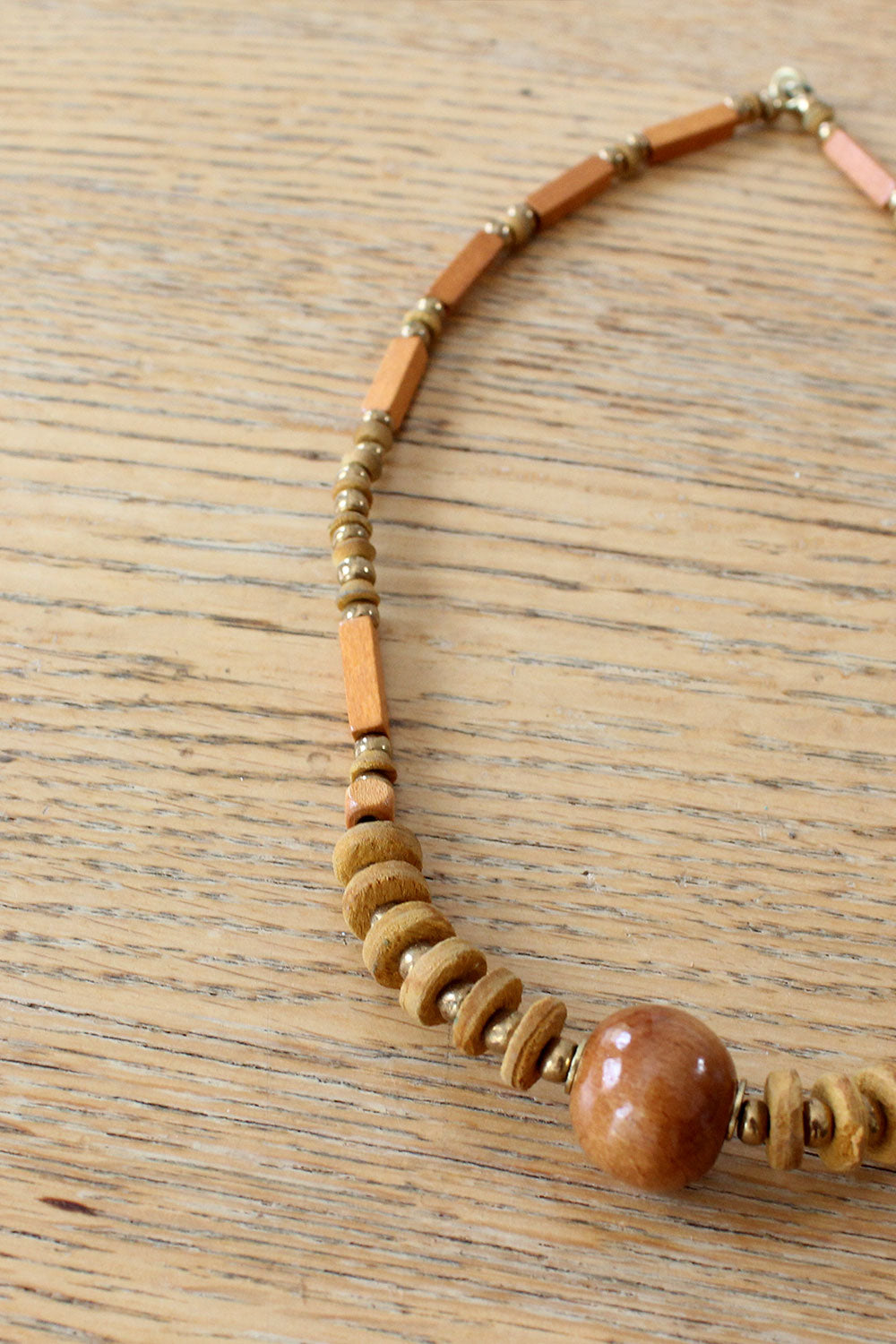 Orange Wood Bead Necklace